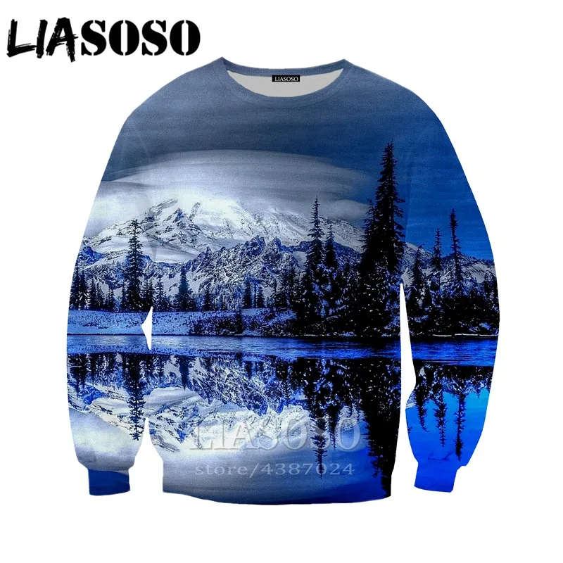 LIASOSO/женский зимний костюм с аниме хип хоп homme пейзаж футболка 3d принт веселое