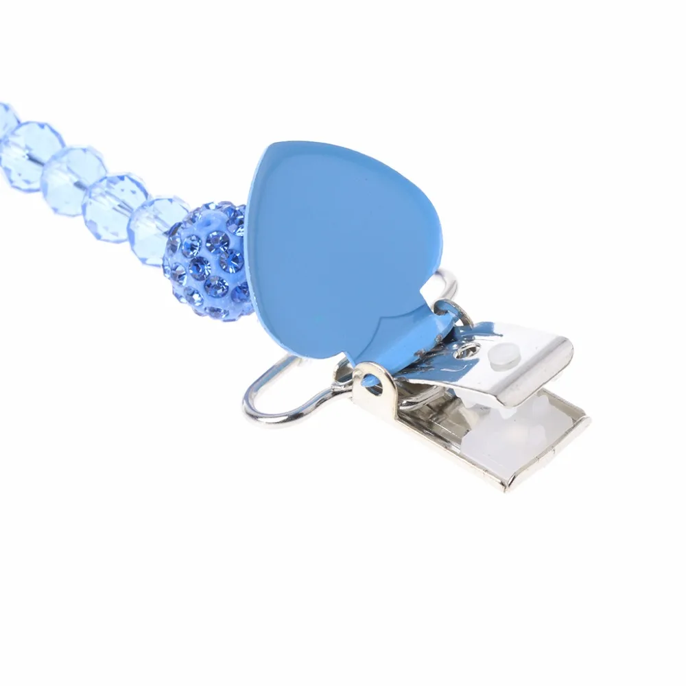 

Baby Nipple Chain Anti Drop Clip Handmade Crystal Shiny Soother Pacifier Holder