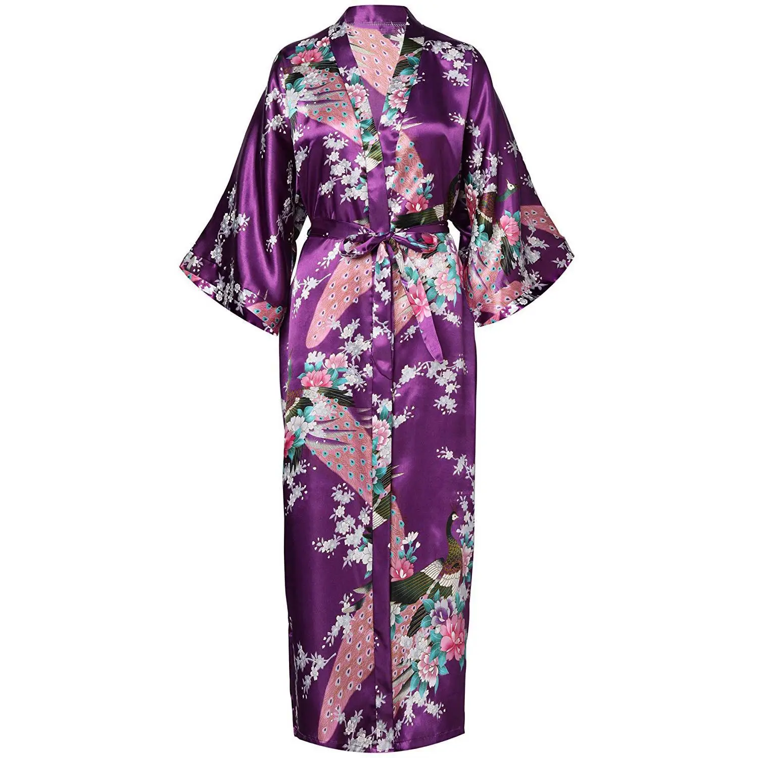 Long Robe 8 Искусственный шелк, атлас, Женский длинный халат, цветочное кимоно, банный халат, повседневная одежда для сна, домашняя одежда размера плюс, халат для невесты, подружки невесты - Цвет: Long Robe 8
