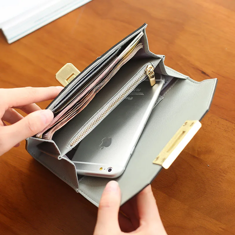 Женский Длинный кошелек кожаный повседневный с геометрическим узором и