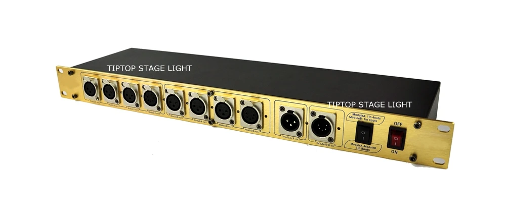 8 полосный сплиттер DMX Guangzhou TIPTOP умный с золотым рисунком железный разъем IN/OUT RS 485