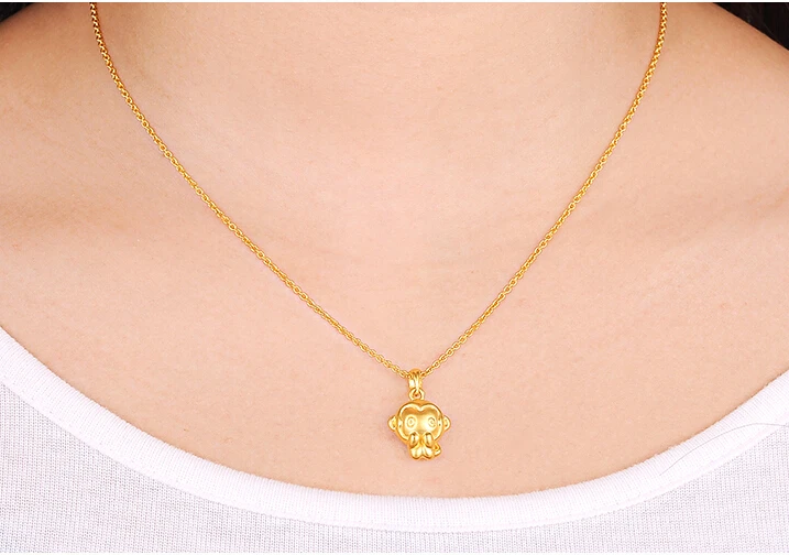 

Pure 24k Yellow Gold Pendant /3D Craved Cute Monkey Pendant 1.45g