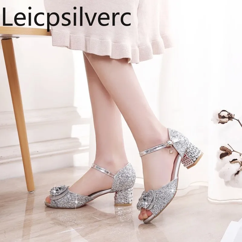 Женские босоножки Новая модная летняя женская обувь на среднем каблуке с