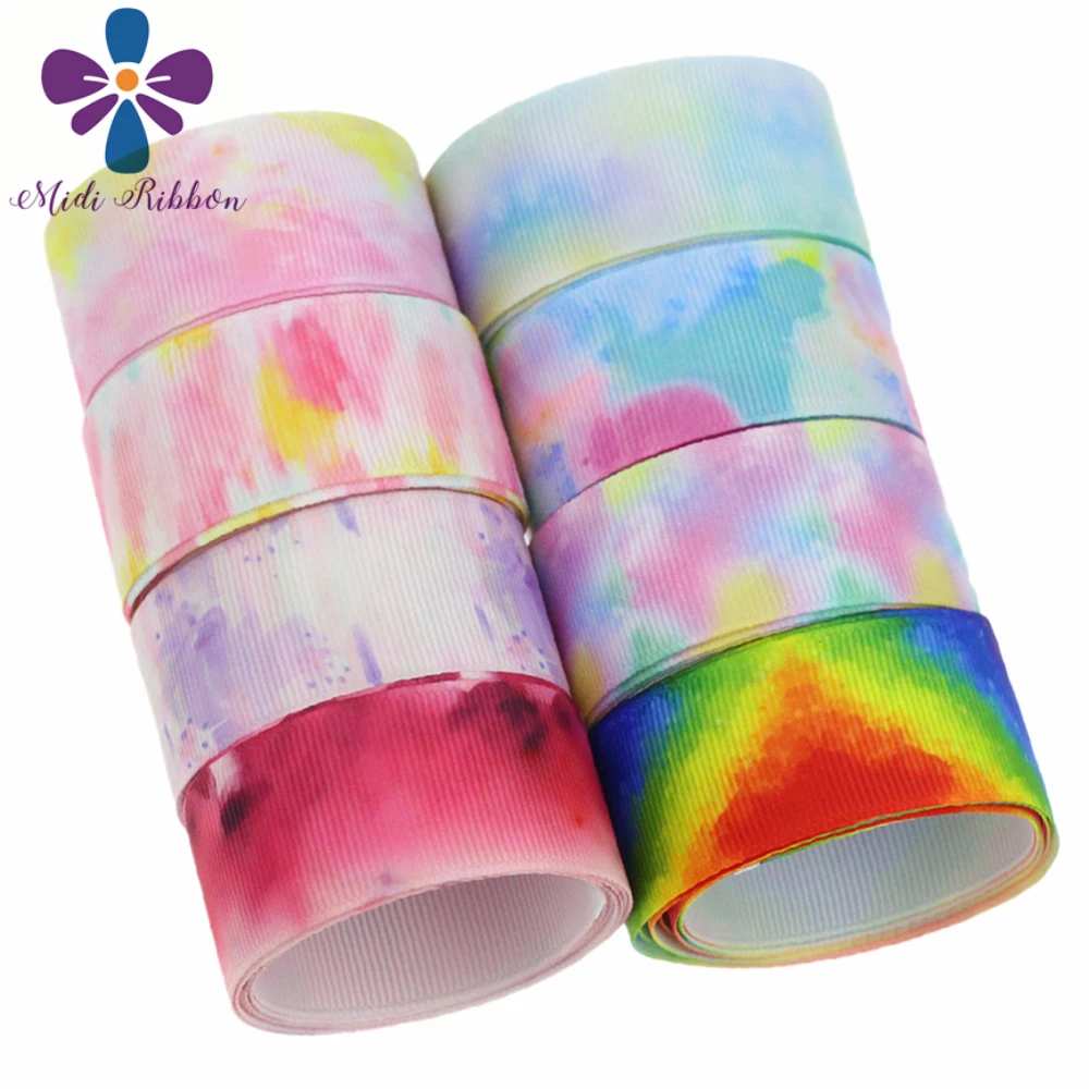 

16mm-75mm Gradient Color Series Galaxy Patterns Printed Grosgrain/Elastic Ribbon DIY Party Decor Hair Band Making 50yards/roll