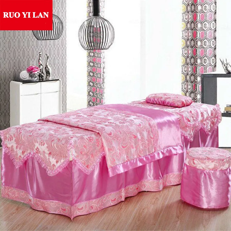 Жаккардовое покрывало для красоты из 4 предметов с гофрированными рукавами и