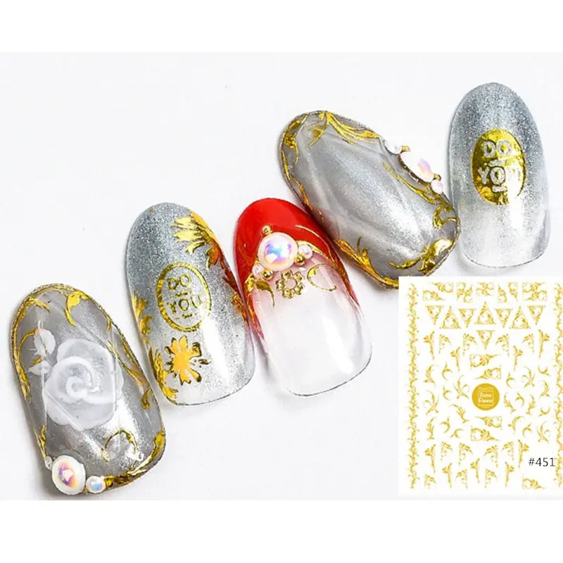 1 лист Золотой Лозы стикеры 3D на ногти Nail Art Переводные лозы дизайн ногтей японский стикер для ногтей тату Мода наклейки для ногтей