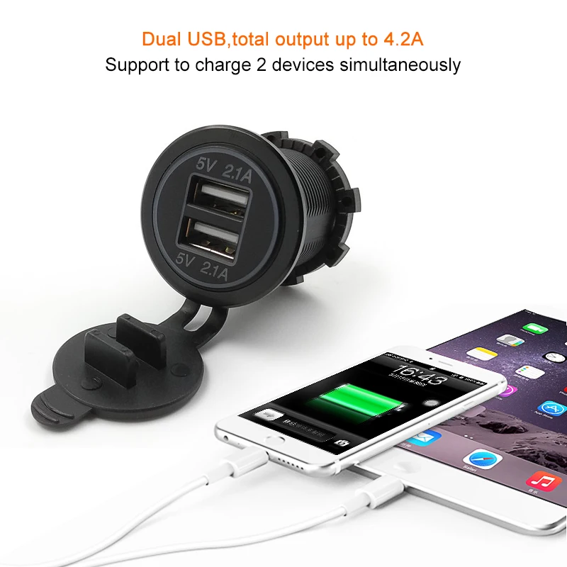 Светильник льное зарядное устройство с двумя USB портами 12 24 В|Зажигалка| |