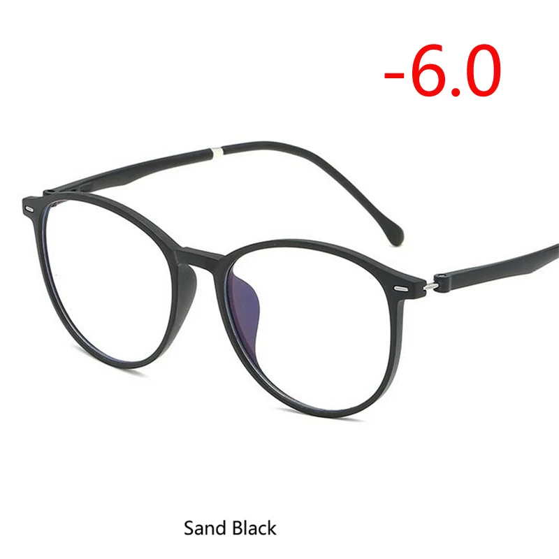 Myopia 600 Рецептурные-0,5-1,0-1,5-6,0 ретро овальные готовые очки для близорукости унисекс сверхлегкие близорукие очки - Цвет оправы: Myopia 600