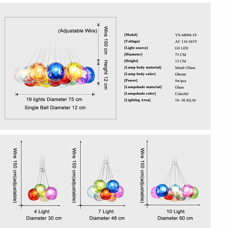 Светодиодные лампы в скандинавском стиле креативная красочная люстра форме шара