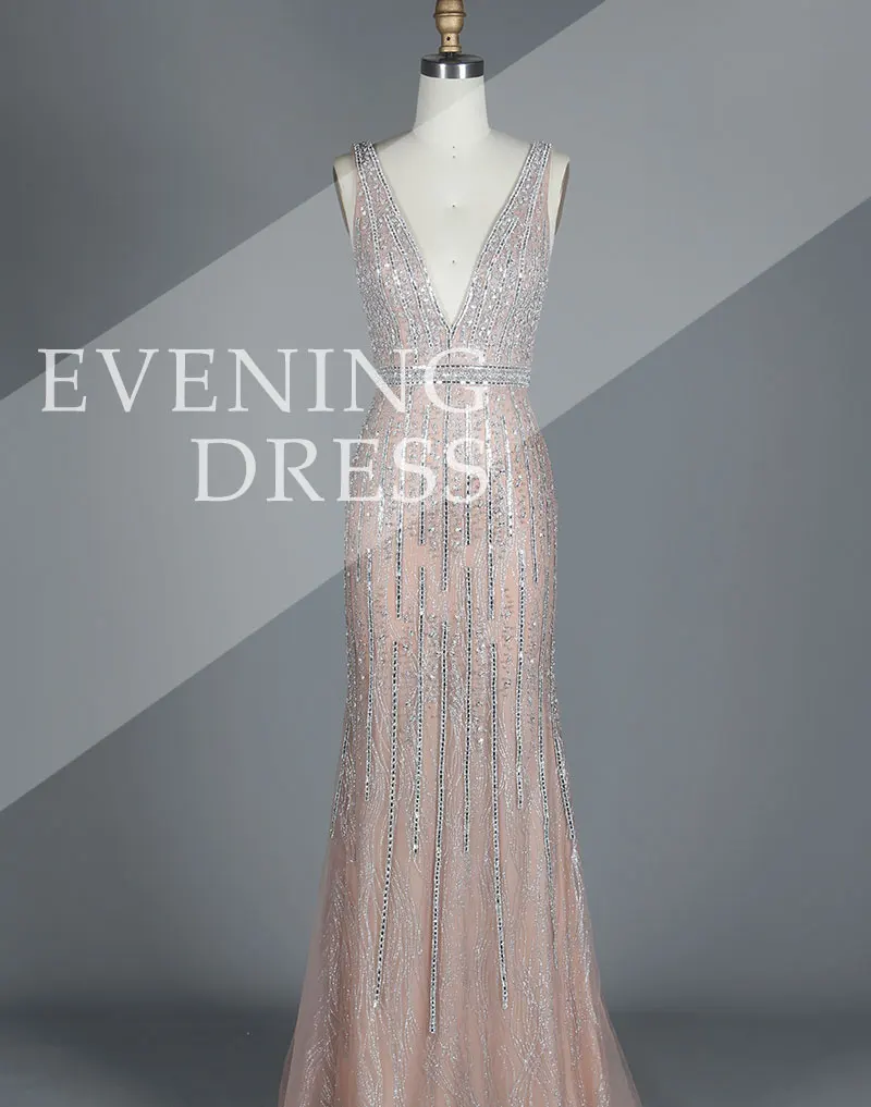 Vestido De Festa2019 новое вечернее платье, милое Розовое Кружевное длинное вечернее платье с v-образным вырезом, вечерние платья невесты, сексуальные платья с открытой спиной и жемчугом для танцев