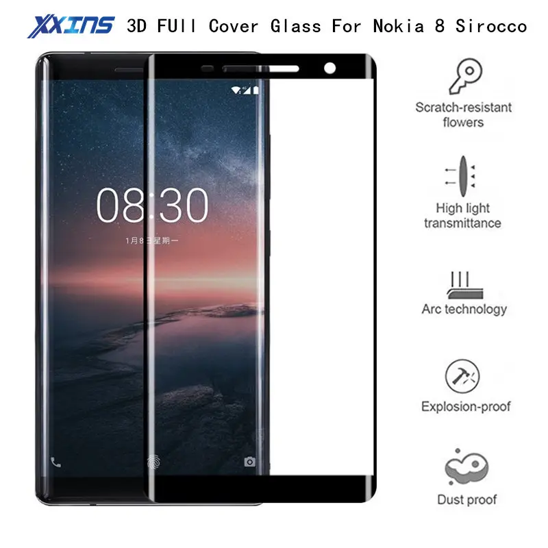 3D закаленное стекло для Nokia 8 Sirocco Global Surface полное покрытие экрана протектор TA 1042