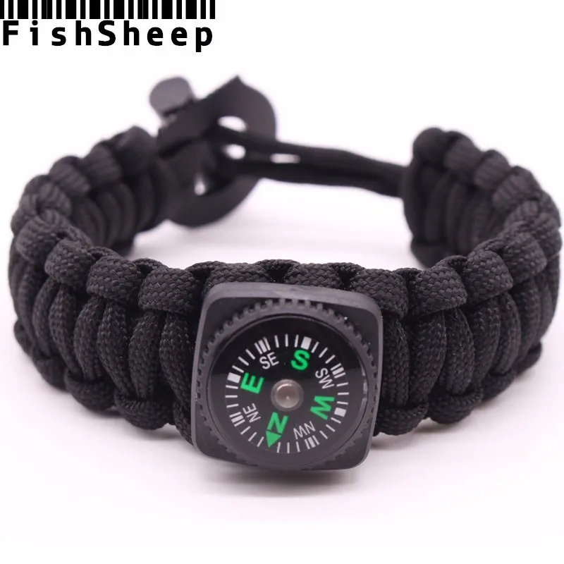 Fishsheep, 24 см, браслеты для выживания на открытом воздухе, для кемпинга, Парашютная веревка, браслеты и браслеты, мужские ювелирные изделия