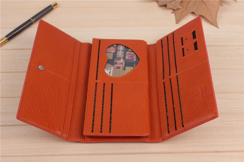 Модные женские кошельки из качественной искусственной кожи 3 складки цвета