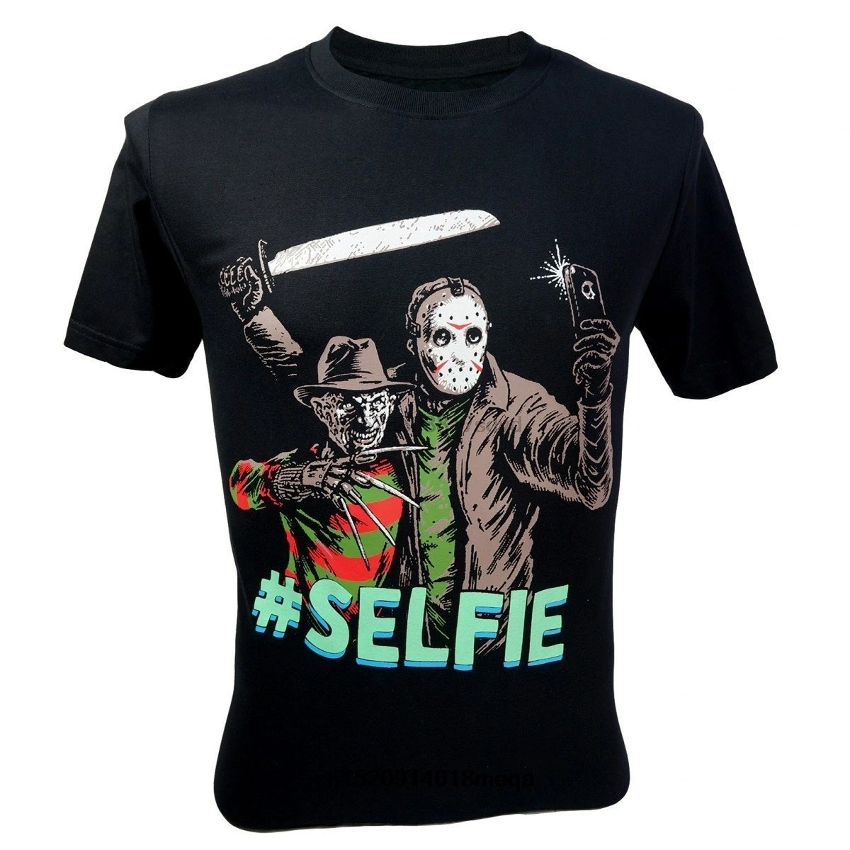 Мужская Футболка freddy krueger VS Jason 13th Friday # Selfie черная футболка|Мужские футболки| |