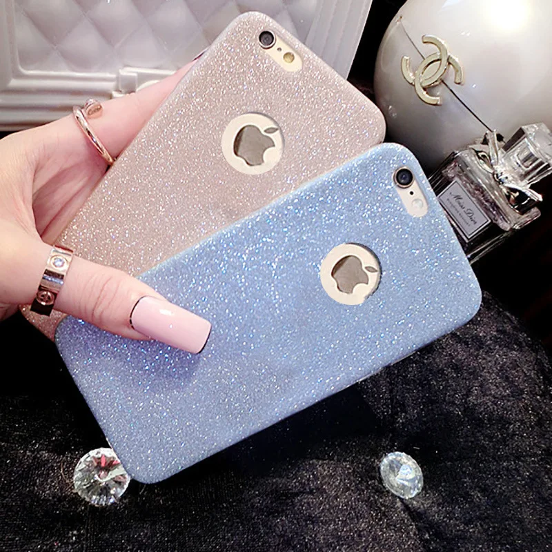 Для i6 6 S Ультратонкий Яркий Блеск Bling Задняя Крышка Кожи для iPhone Кристалл мягкий