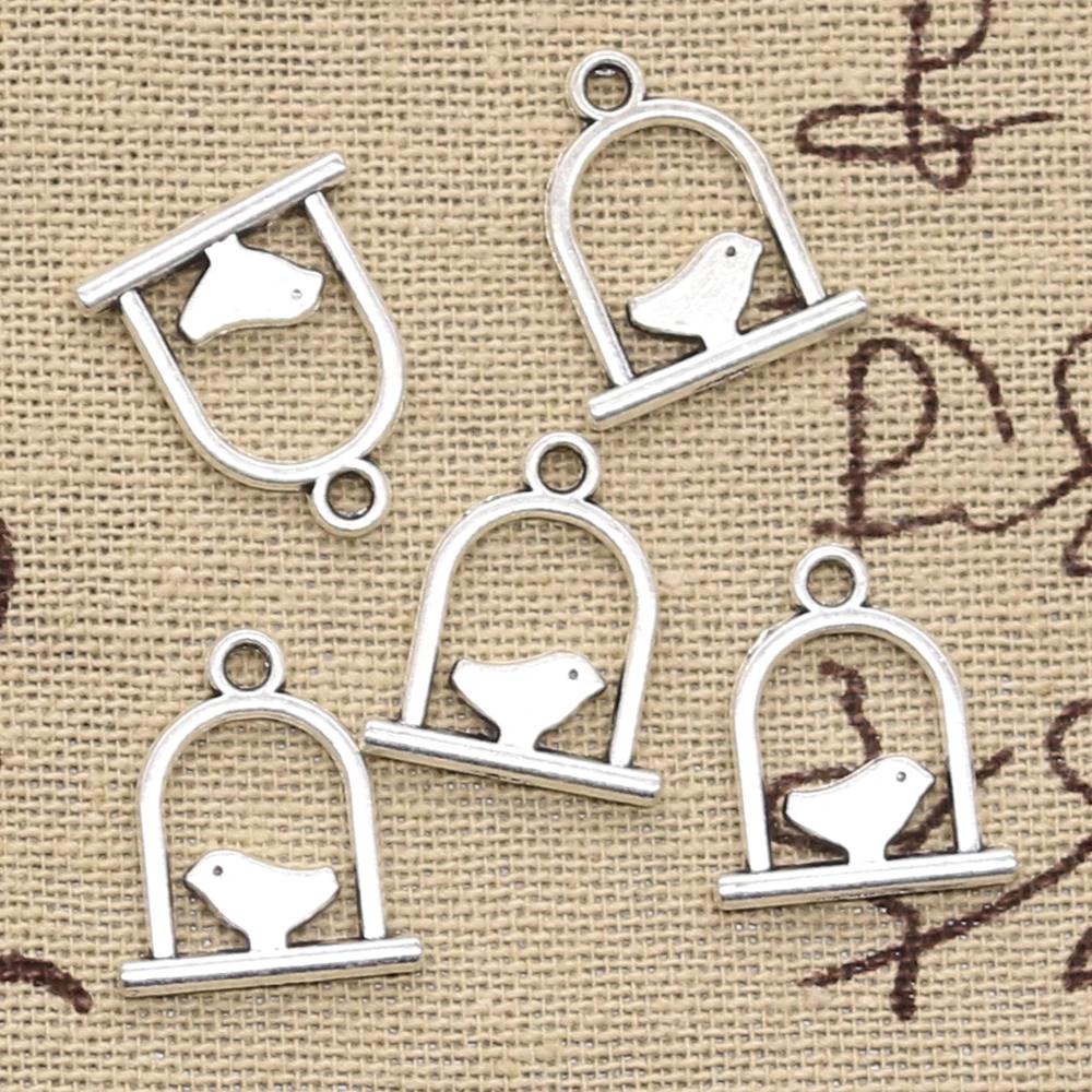 

30pcs Charms Bird Birdcage 15x17mm Antique Silver Color Pendants DIY Necklace Crafts Making Findings Handmade Tibetan Jewelry