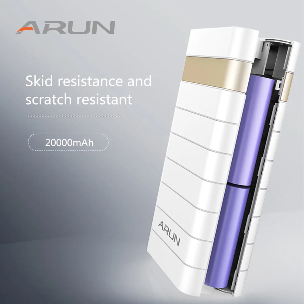 ARUN 20000 мАч Внешний аккумулятор внешний 2 USB портативный мобильный телефон