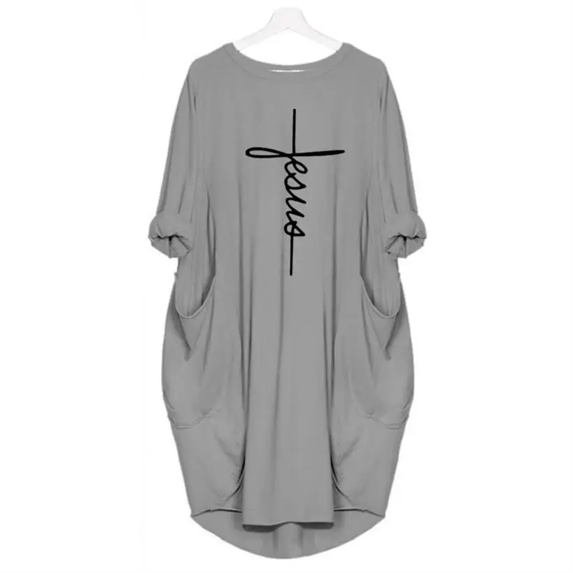 

Pocket Faith Christmas Dress for Women Plus Size Women Dress Tops Vestidos Female Summer 2021 100% cotton Arrival Dropshipping
