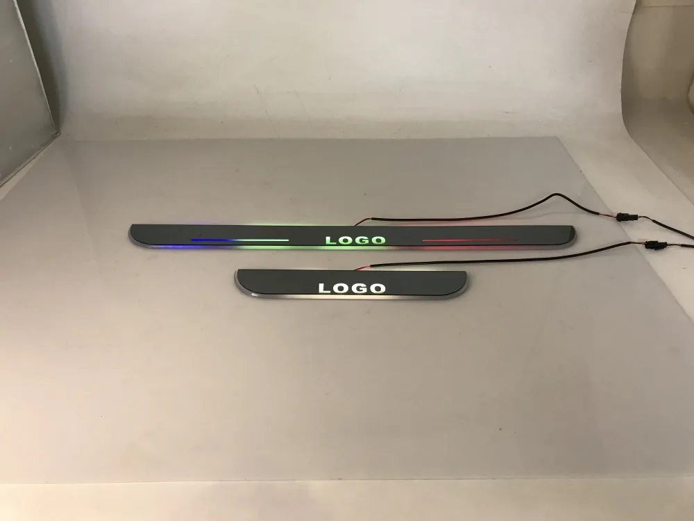 

WOOBEST led moving door scuff dynamic welcome light sill with colors changing flat plate lining strips for Toyota Hilux revo