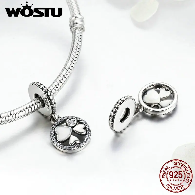Wostu Новая мода 925 стерлингового серебра сердца любви Подвеска Шарм Fit