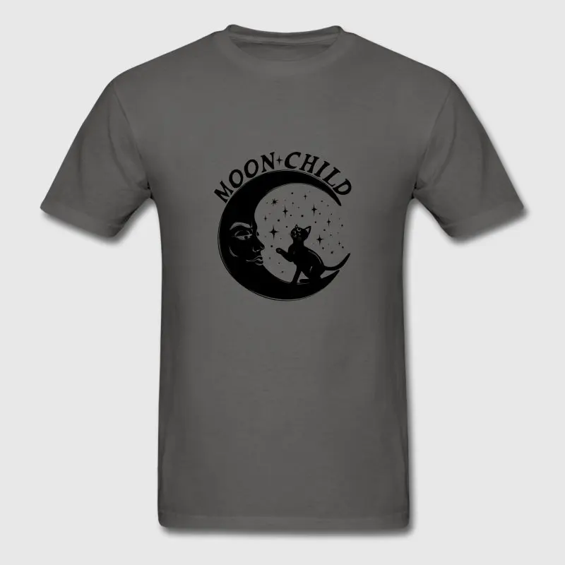 Модные Для мужчин футболка 100% хлопок Moon Child для Йог мужской Weird Camisetas Hombre известные