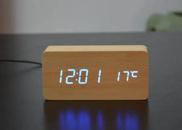 bamboo blue Деревянные часы, цифровые часы, электронные часы и стоимость Multi-цвет FiBiSonic будильник с термометром - Цвет: bamboo blue