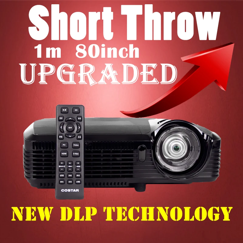 Короткофокусный проектор видео 3D 1080 P LED 7500 люмен для дневного Фильмы Игры DLP Full HD