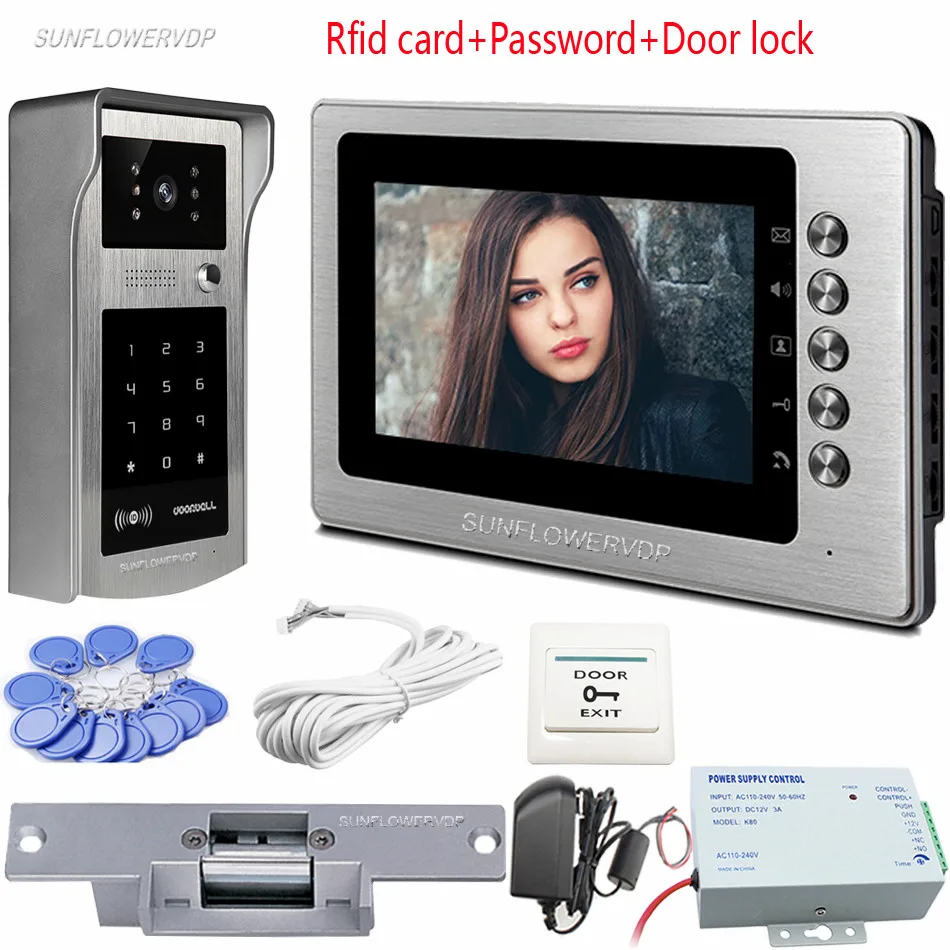 Sunflowervdp Интерком Rfid Клавиатура видео глаз электронный дверной с камерой телефон