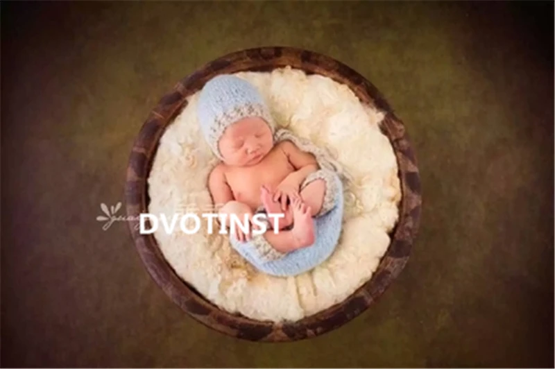 Dvotinst Newborn Baby Photography Props Wool Basket Background Round Blanket Mat Fotografia Accessory Studio Shooting Photo Prop | Детская
