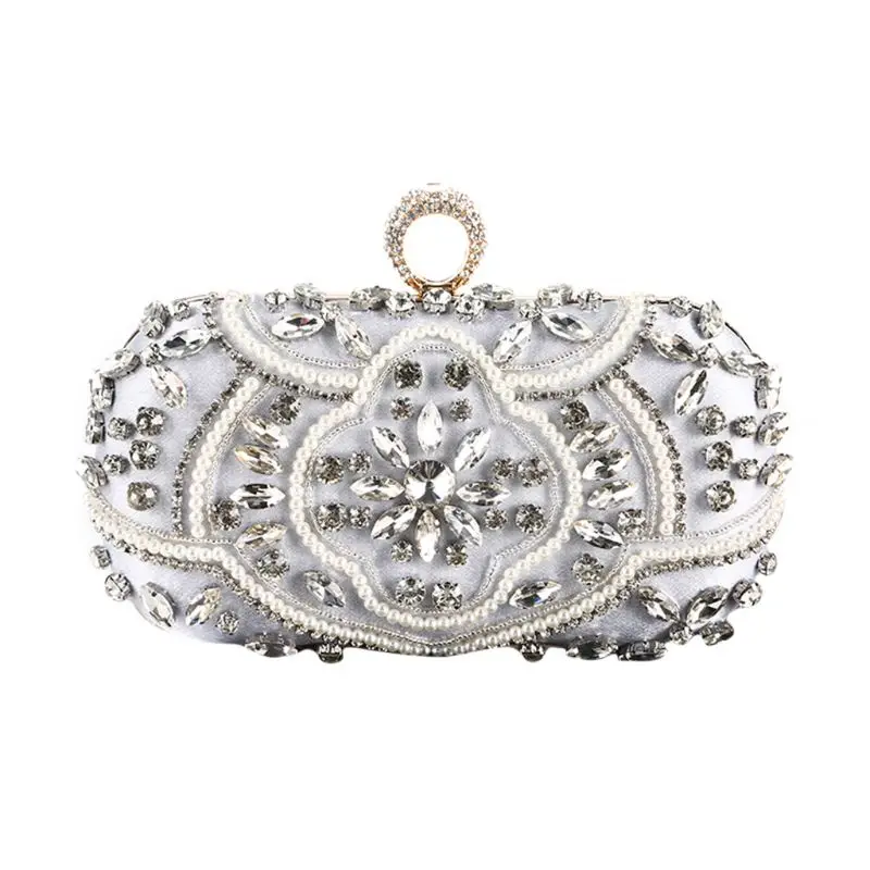Party bags Evening Bags Diamond Pearls Beaded Wedding Clutch Women's Purse Handbags Wallets Evening Clutch Bag silver clutch
