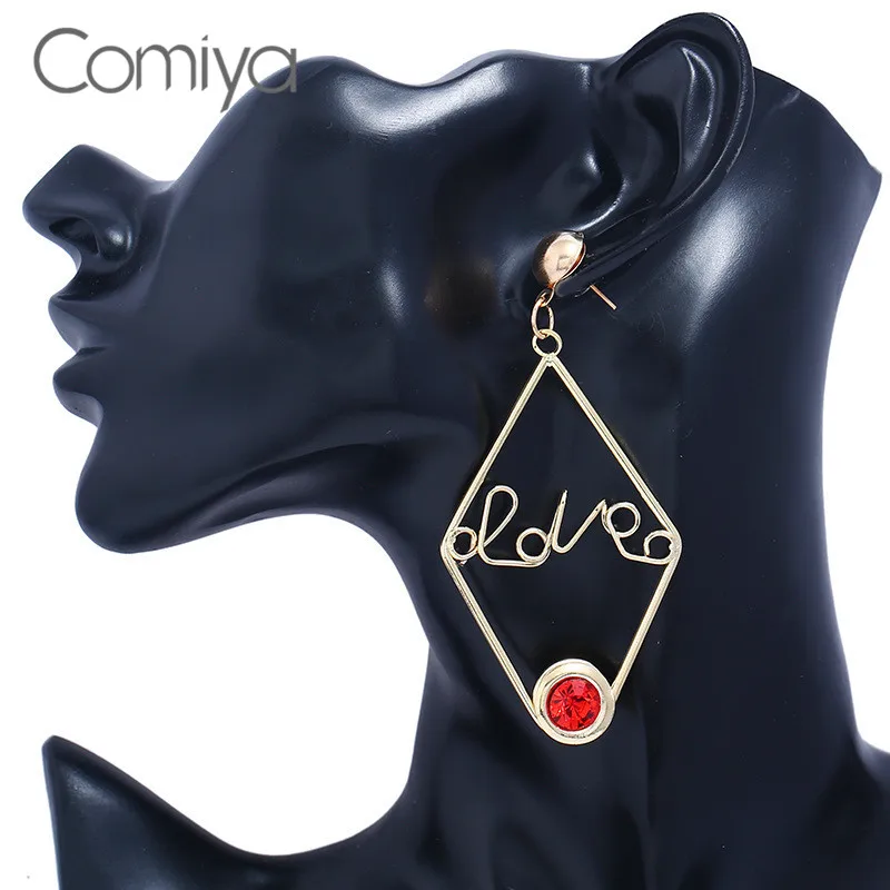 Comiya Crystal Drop Earrings For Women Vintage Accessories Hollow Out Alloy Geometric Jewelry Brincos Para As Mulheres Earring | Украшения