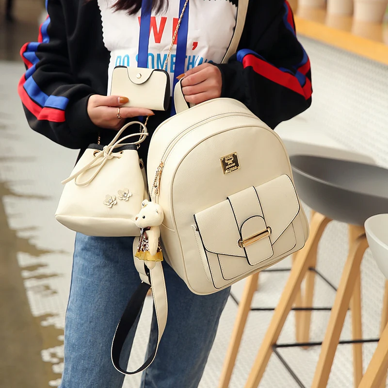 2018 Для женщин кожа композитный рюкзаки для девочек-подростков Sac Dos школьные