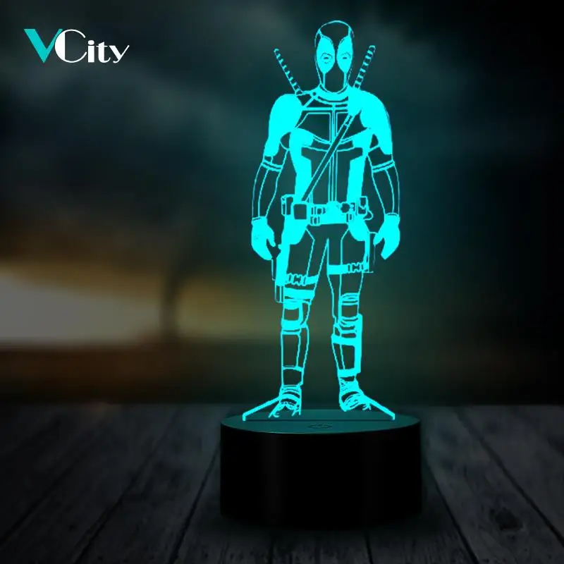 3D светильник VCity Deadpool Super Hero светодиодная настольная лампа Изменение RGB