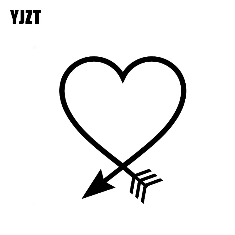 

YJZT 11.3CM*12CM Vinyl Decal Funny Car Sticker Heart With Arrow Black Silver C10-02161