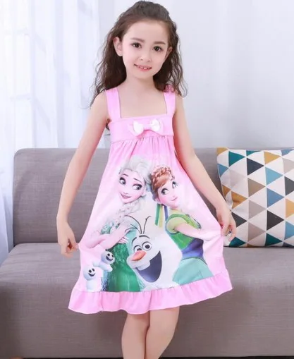 Летняя мода принцесса мультфильм Шорты для женщин dressespajamas детская одежда для сна хлопковая детская Ночные рубашки для девочек прекрасный Обувь для девочек nightdres YW367