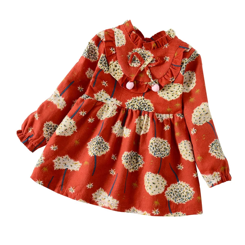 Toddler Baby Girls Long Sleeve Floral Flower girls dress long sleeve Print Dress Outfits Clothes JAN4 | Детская одежда и обувь
