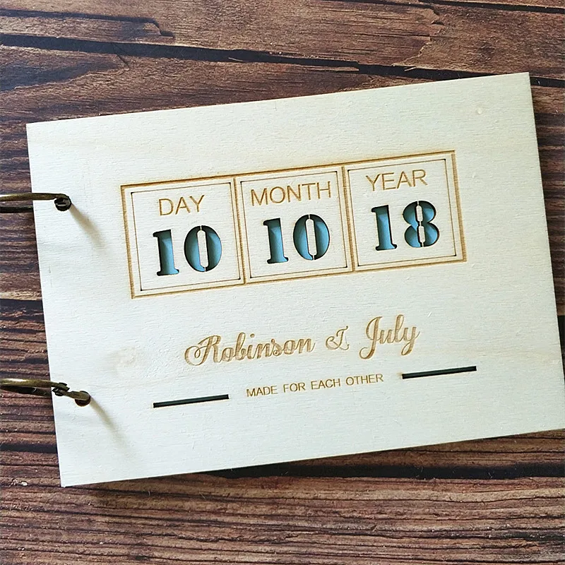 

Personalized Wedding Elegant Guest Book Rustic Wedding Guestbook Album Custom Wood Engagement Gift Wedding Memory Book