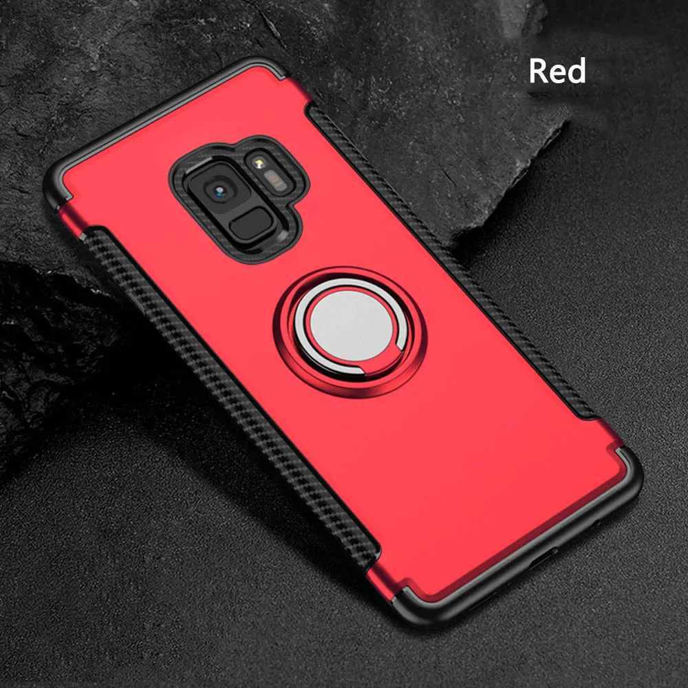 Противоударный защитный чехол OTAO для телефона Samsung S9 S8 Plus S7 Edge J3 J5 J7 J4, чехлы Note 9 8, магнитный автомобильный чехол-держатель - Цвет: Red