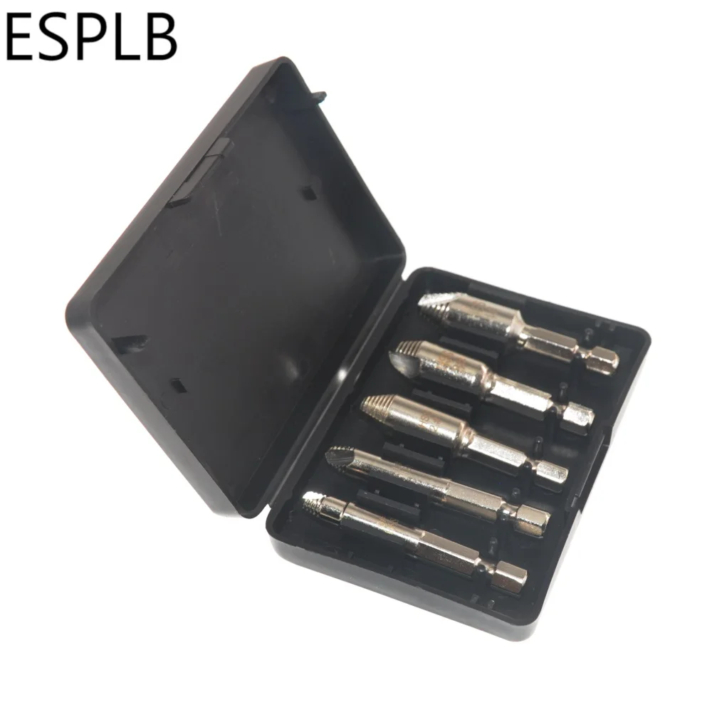 ESPLB 5 шт./4 шт. поврежденный винт набор щипчиков 1/" шестигранные винты для удаления HSS 4241 сломанной поломки головки в полоску болт экстрактор - Цвет: 5pcs Silver