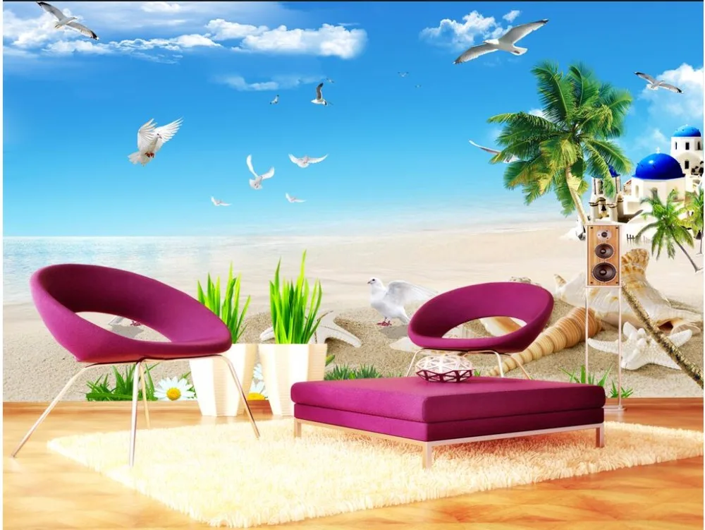 3d обои на заказ фотообои морской пейзаж Средиземноморский стиль украшение