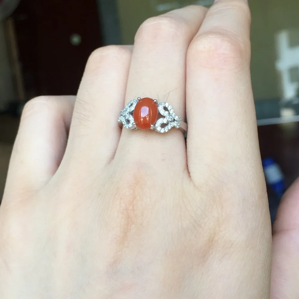 

KJJEAXCMY Fine jewelry 925 sterling silver inlaid colorful onyx female agate ring wholesale