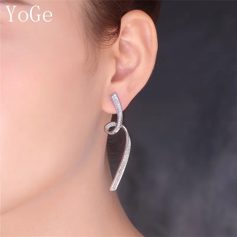 YoGe, свадебные и вечерние ювелирные изделия для женщин, E2149, дизайн, стильные AAA CZ искаженные линии, серьги-гвоздики