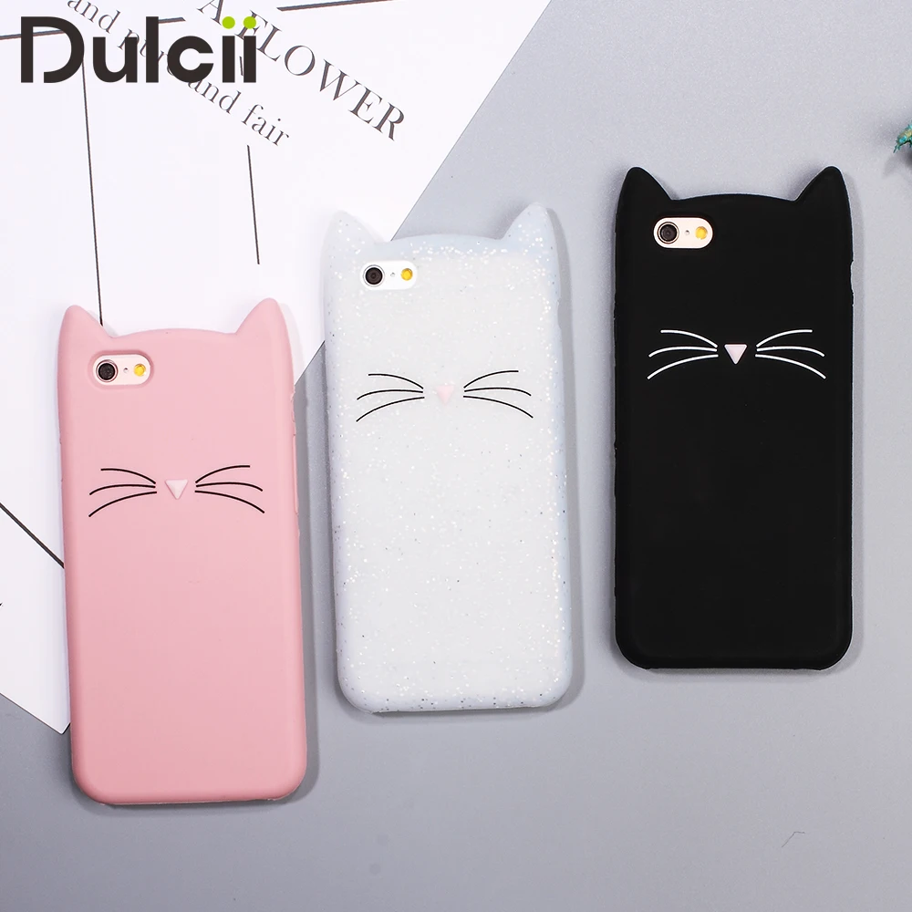 Dulcii телефона чехол для iPhone 6S 6 8 7 Plus плюс Симпатичные Обложка 3D кошка Мягкая