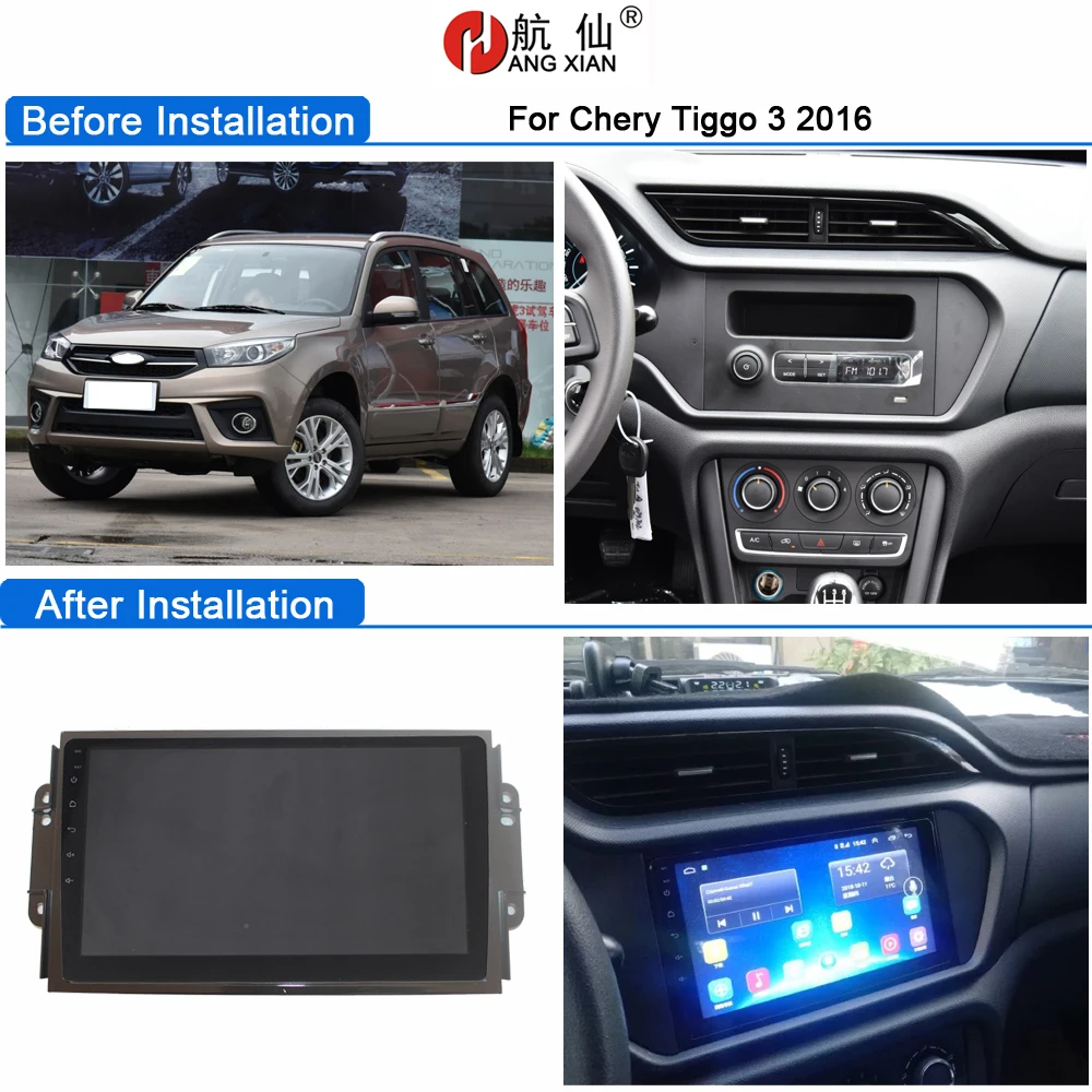 Ханг XIAN " 2 din автомагнитола стерео для Chery Tiggo 3 Android 9,1 автомобильный dvd gps плеер с 1 г ram, 16G iNand, руль