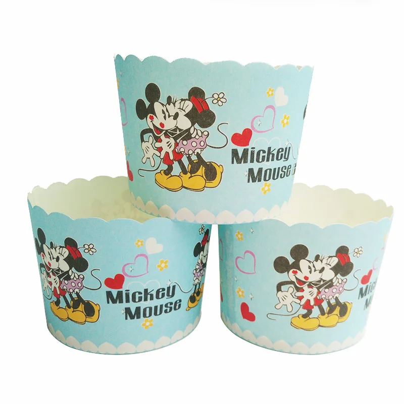 Большой размер Дисней розовый Минни Маус бумажный торт чашка для кекса поднос