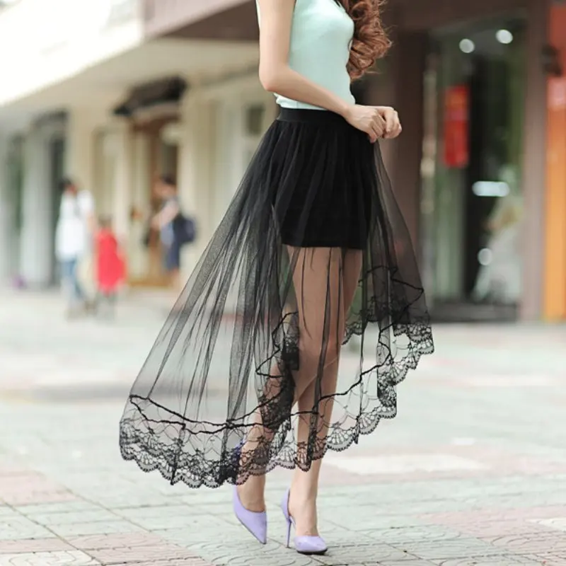 Женская кружевная юбка черная и белая|lace skirt|long lace skirtfashion short skirt |