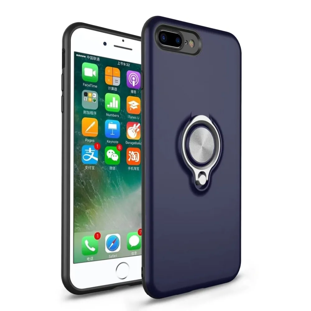 Shockproof Case for iPhone 7 8 Plus 6 6S Luxury Metal Finger Ring Car Holder Stand For X 5 5S SE Cover |