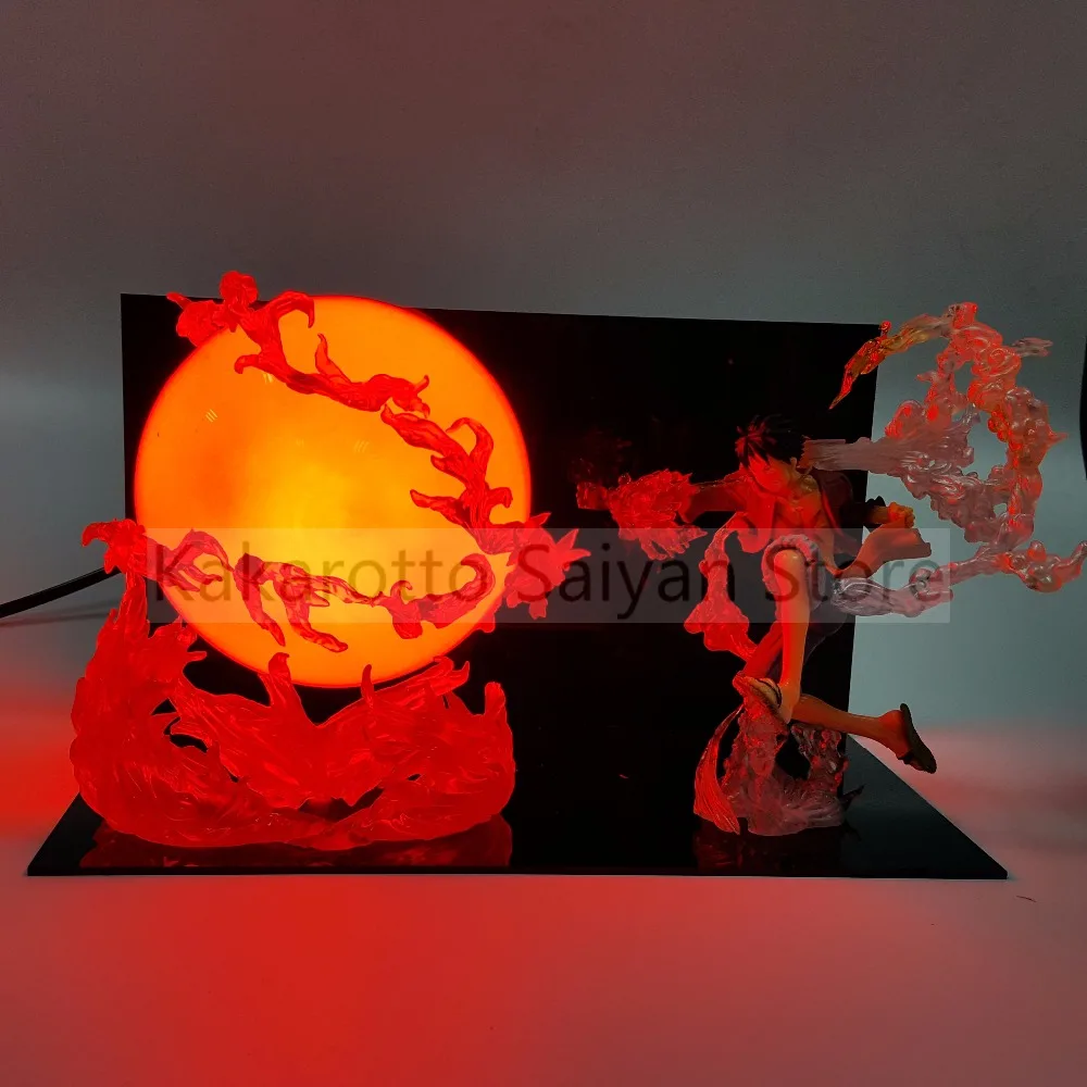 One piece Луффи ПВХ Фигурки огненный кулак DIY one piece Аниме Фигурка Светодиодная лампа Обезьяна D Луффи