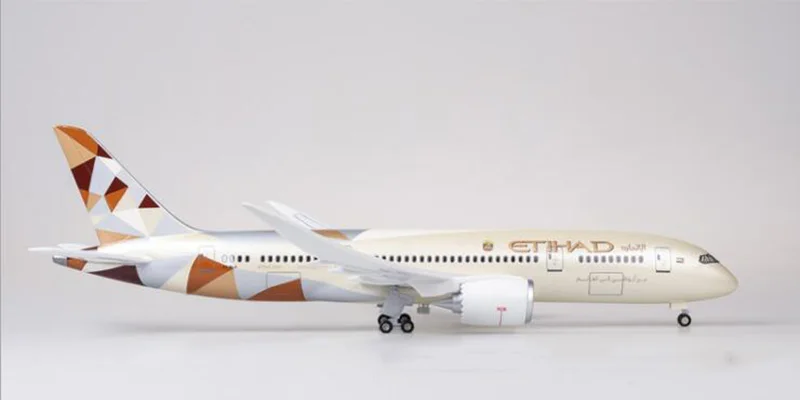 without light 47 см 1/130 масштаб самолет Boeing B787 Dreamliner самолет ETIHAD авиакомпания Модель W светильник и колеса литые под давлением пластиковые смолы самолет - Цвет: without light