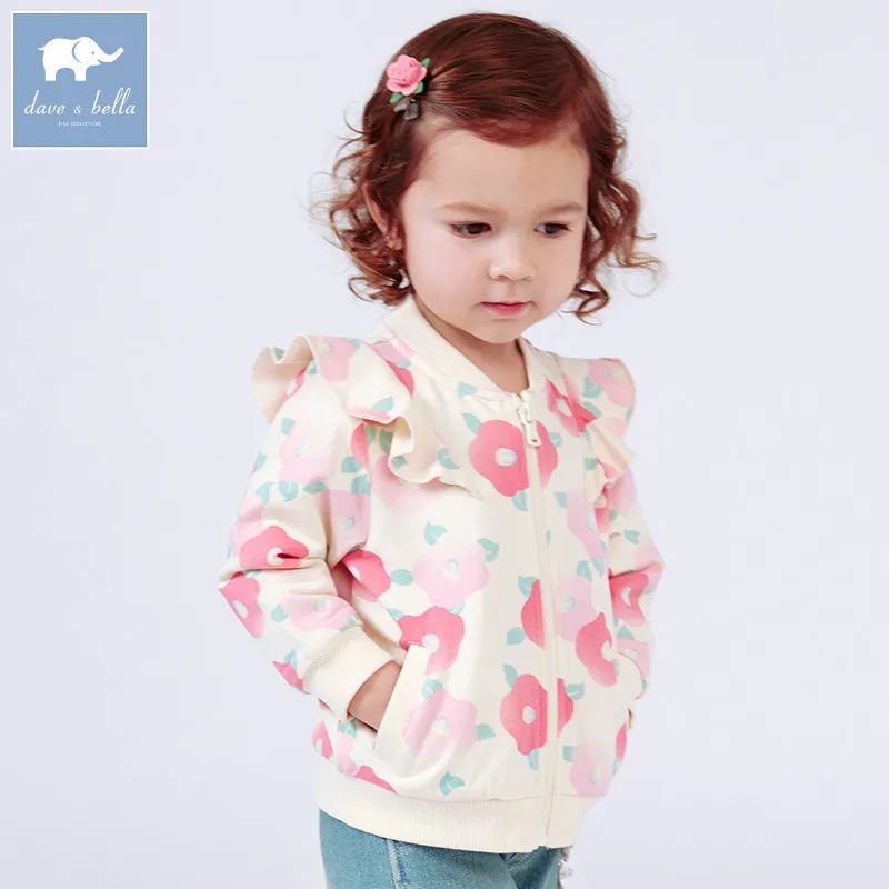 DBJ7699 dave bella spring baby girls fashion coat kids floral clothes children high quality lovely | Детская одежда и обувь